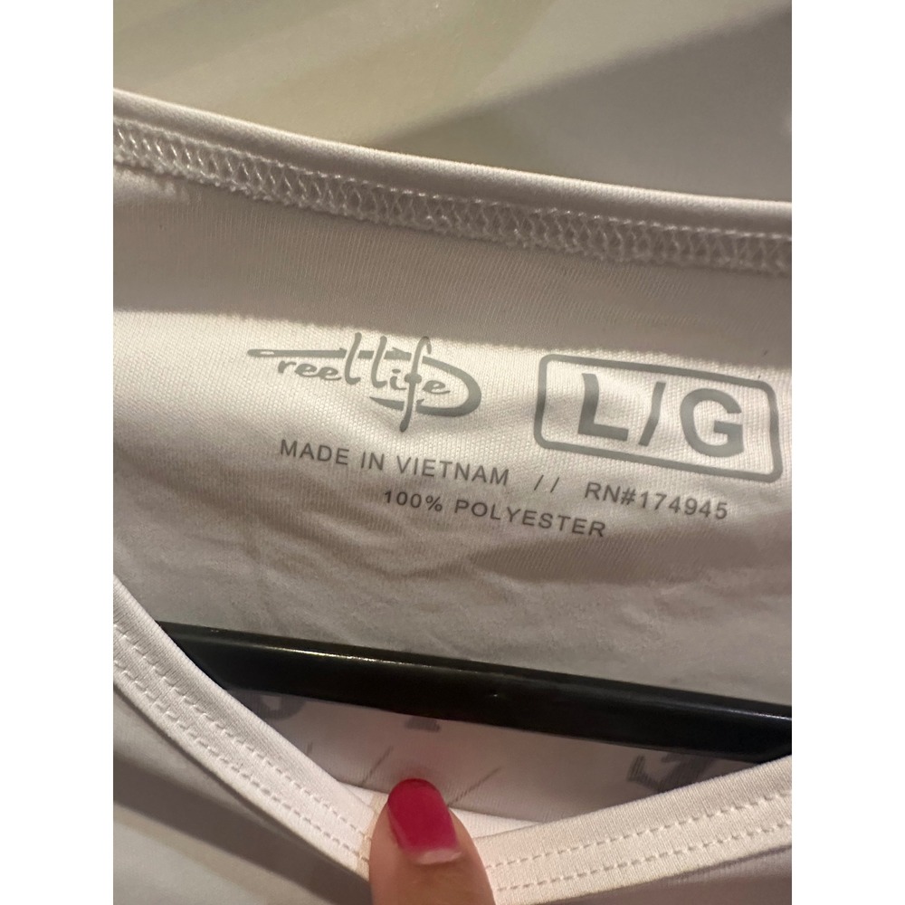 Reel Life Womens White Long Sleeve Sun Shirt Follow Me To Paradise Graphic L - Picture 2 of 6